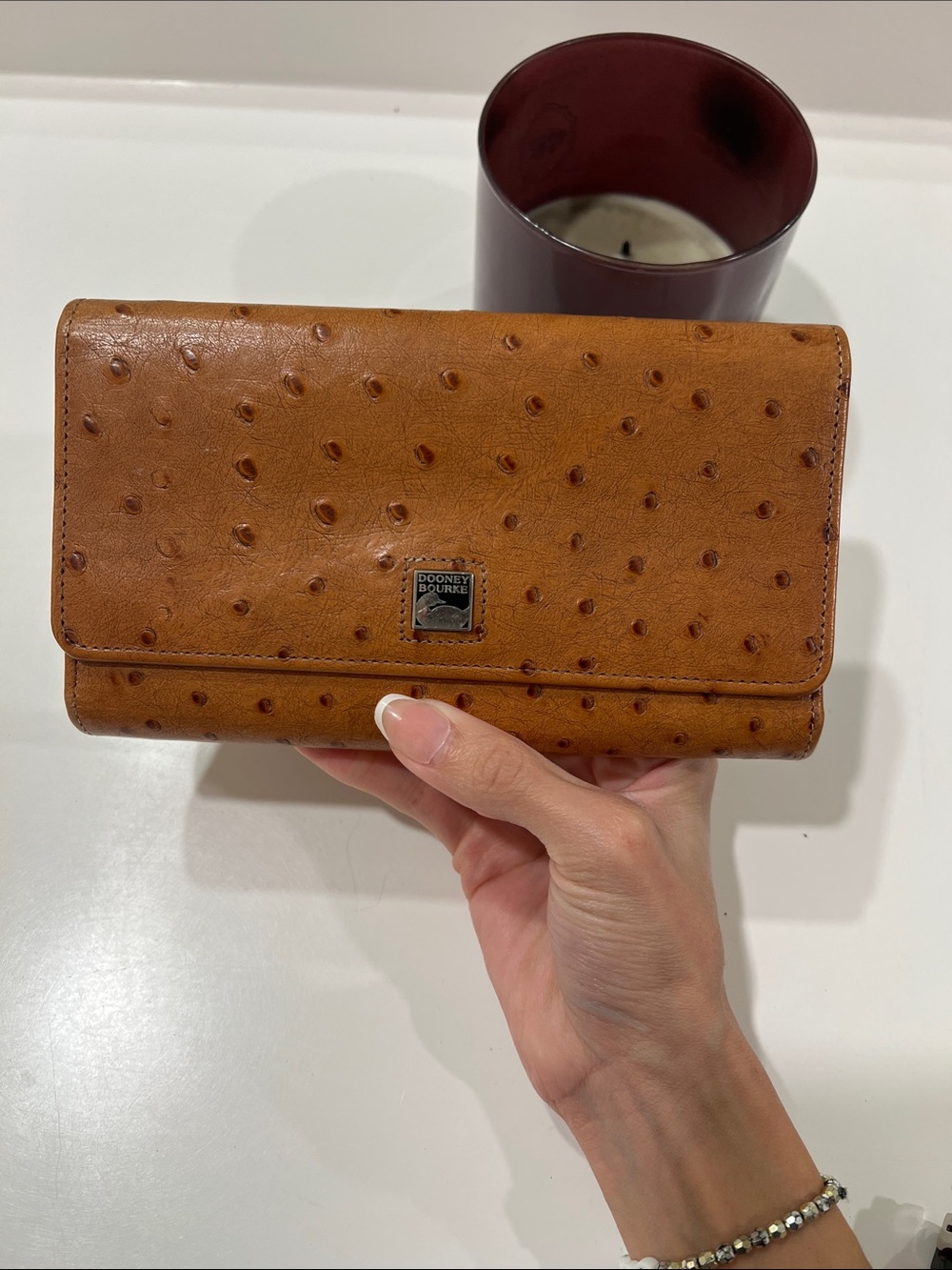 Vintage Dooney & Bourke ostrich tan wallet